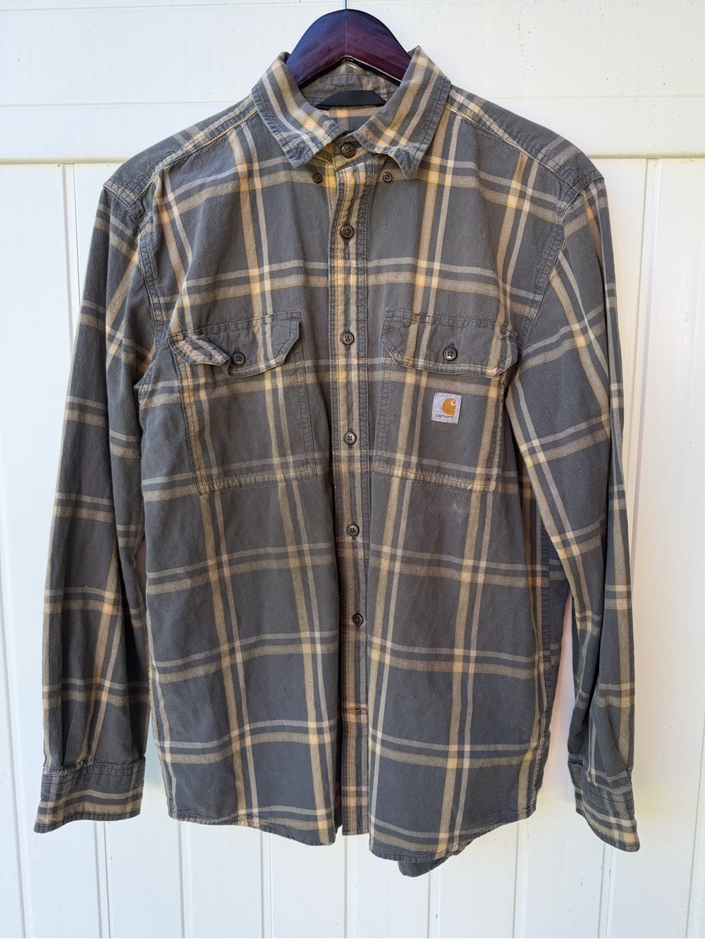 Carhartt Loose Fit Plaid Flannel Button-Up Shirt M Oversized